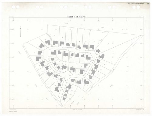 SOISY-SUR-SEINE, plans minutes de conservation : tableau d'assemblage,1935, Ech. 1/10000 ; plans des sections AU, 1935, Ech. 1/5000, sections BU, C1, 1935, Ech. 1/2500, sections C2, C3, C4, C5, 1935, Ech. 1/1250, sections AB, AC, 1981, Ech. 1/1000, sectio