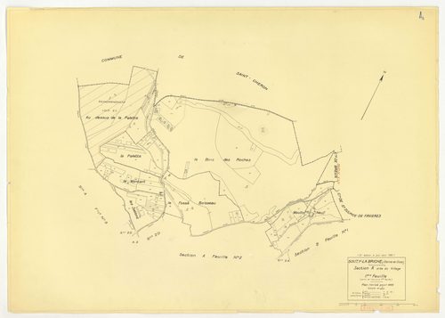 Plans minutes de conservation : SOUZY-LA-BRICHE : tableau d'assemblage, ech. 1/10000 (1933-1968) ; sections A1, ech. 1/2500, section A2, ech. 1/1250, sections A3, ech. 1/2000, section B3, ech. 1/2500 (1933-1968) ; section B1, ech. 1/2000 (1939-1961) ; sec
