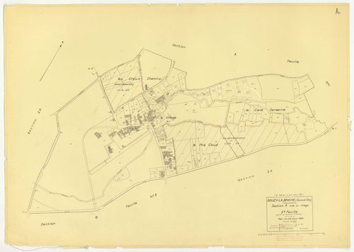 Plans minutes de conservation : SOUZY-LA-BRICHE : tableau d'assemblage, ech. 1/10000 (1933-1968) ; sections A1, ech. 1/2500, section A2, ech. 1/1250, sections A3, ech. 1/2000, section B3, ech. 1/2500 (1933-1968) ; section B1, ech. 1/2000 (1939-1961) ; sec