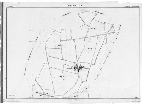 CONGERVILLE-THIONVILLE .- CONGERVILLE .- Cadastre révisé pour 1934 : plan du tableau d'assemblage , plans de la section A le Bois de Bel Air, section B les Limousins, section C le Village et le Chemin Bucos ; cadastre renouvelé pour 1951 : plan du tableau