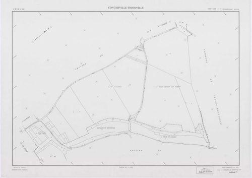 CONGERVILLE-THIONVILLE, plans minutes de conservation : tableau d'assemblage,1951, Ech. 1/10000 ; plans des sections 173X, Z, 1951, Ech. 1/2000, section 173 Z2, 1951, Ech. 1/1000, section ZA, 1991, Ech. 1/2000, sections ZB, ZC, ZD, ZE, ZH, ZI, ZK, 1994, E