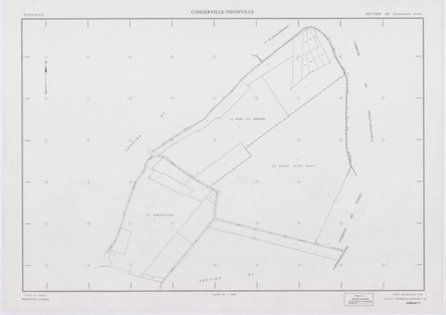 CONGERVILLE-THIONVILLE, plans minutes de conservation : tableau d'assemblage,1951, Ech. 1/10000 ; plans des sections 173X, Z, 1951, Ech. 1/2000, section 173 Z2, 1951, Ech. 1/1000, section ZA, 1991, Ech. 1/2000, sections ZB, ZC, ZD, ZE, ZH, ZI, ZK, 1994, E