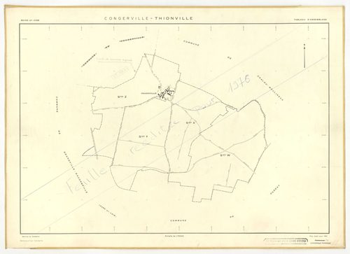 Plans minutes de conservation : CONGERVILLE-THIONVILLE, tableau d'assemblage n°1, ech. 1/10000 (1951-1976) ; THIONVILLE, tableau d'assemblage n°2, ech. 1/5000 (1951), sections W, X, Y, Z1, Z2, ech. 1/2000 (1951) ; CONGERVILLE, tableau d'assemblage n°3, ec