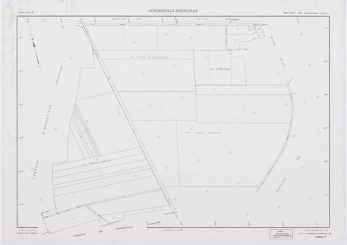 CONGERVILLE-THIONVILLE, plans minutes de conservation : tableau d'assemblage,1951, Ech. 1/10000 ; plans des sections 173X, Z, 1951, Ech. 1/2000, section 173 Z2, 1951, Ech. 1/1000, section ZA, 1991, Ech. 1/2000, sections ZB, ZC, ZD, ZE, ZH, ZI, ZK, 1994, E
