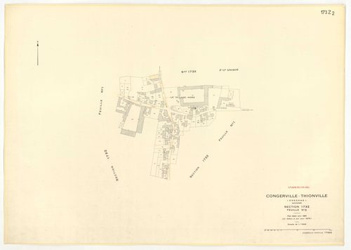 Plans minutes de conservation : CONGERVILLE-THIONVILLE, tableau d'assemblage n°1, ech. 1/10000 (1951-1976) ; THIONVILLE, tableau d'assemblage n°2, ech. 1/5000 (1951), sections W, X, Y, Z1, Z2, ech. 1/2000 (1951) ; CONGERVILLE, tableau d'assemblage n°3, ec