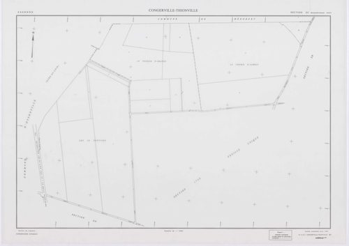 CONGERVILLE-THIONVILLE, plans minutes de conservation : tableau d'assemblage,1951, Ech. 1/10000 ; plans des sections 173X, Z, 1951, Ech. 1/2000, section 173 Z2, 1951, Ech. 1/1000, section ZA, 1991, Ech. 1/2000, sections ZB, ZC, ZD, ZE, ZH, ZI, ZK, 1994, E