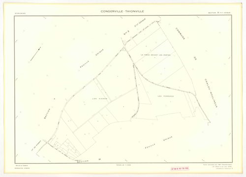 Plans minutes de conservation : CONGERVILLE-THIONVILLE, tableau d'assemblage n°1, ech. 1/10000 (1951-1976) ; THIONVILLE, tableau d'assemblage n°2, ech. 1/5000 (1951), sections W, X, Y, Z1, Z2, ech. 1/2000 (1951) ; CONGERVILLE, tableau d'assemblage n°3, ec