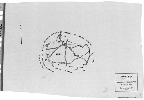 CONGERVILLE-THIONVILLE .- CONGERVILLE .- Cadastre révisé pour 1934 : plan du tableau d'assemblage , plans de la section A le Bois de Bel Air, section B les Limousins, section C le Village et le Chemin Bucos ; cadastre renouvelé pour 1951 : plan du tableau