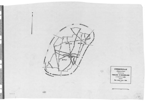CONGERVILLE-THIONVILLE .- CONGERVILLE .- Cadastre révisé pour 1934 : plan du tableau d'assemblage , plans de la section A le Bois de Bel Air, section B les Limousins, section C le Village et le Chemin Bucos ; cadastre renouvelé pour 1951 : plan du tableau