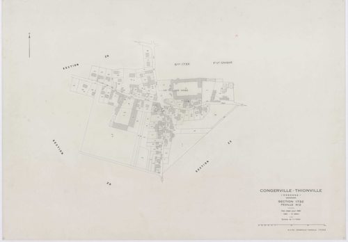 CONGERVILLE-THIONVILLE, plans minutes de conservation : tableau d'assemblage,1951, Ech. 1/10000 ; plans des sections 173X, Z, 1951, Ech. 1/2000, section 173 Z2, 1951, Ech. 1/1000, section ZA, 1991, Ech. 1/2000, sections ZB, ZC, ZD, ZE, ZH, ZI, ZK, 1994, E