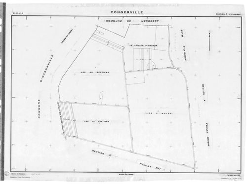 CONGERVILLE-THIONVILLE .- CONGERVILLE .- Cadastre révisé pour 1934 : plan du tableau d'assemblage , plans de la section A le Bois de Bel Air, section B les Limousins, section C le Village et le Chemin Bucos ; cadastre renouvelé pour 1951 : plan du tableau