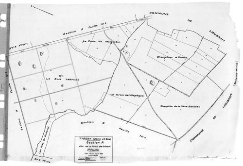TIGERY. - Cadastre révisé pour 1933 : plans de la section A la Forêt de Sénart 2ème feuille, idem 3ème feuille, [2 plans]. 