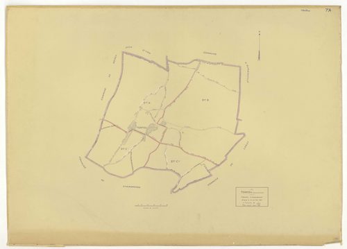 Plans minutes de conservation : TORFOU : tableau d'assemblage, ech. 1/5000 (1929-1931), sections A, B, C1, ech. 1/2500 (1929-1931) ; section C2, ech. 1/2500 (1929-1976), NB et couleur, papier, 105x80 [5 plans]. 
