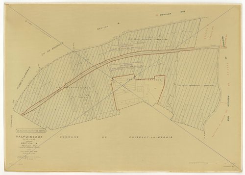 Plans minutes de conservation : VALPUISEAUX : tableau d'assemblage, ech. 1/10000 (1946-1962), sections A2, D, E, F, G, I1, I2, K, ech. 1/2500 (1946) ; sections A2, H1, M2, M3, ech. 1/1250, sections B, C1, C2, D, E, F, G, H2, L, ech. 1/2500 (1946-1962) ; s