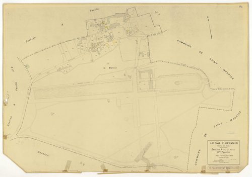 Plans minutes de conservation : VAL-SAINT-GERMAIN (LE) : tableau d'assemblage, ech. 1/10000 (1938), sections A1, A2, B1, C1, C3, ech. 1/2500 (1938), sections A3, B2, C2, ech. 1/1250 (1938), section ZI, ech. 1/1000 (sans date), NB, papier, 105x80 [10 plans
