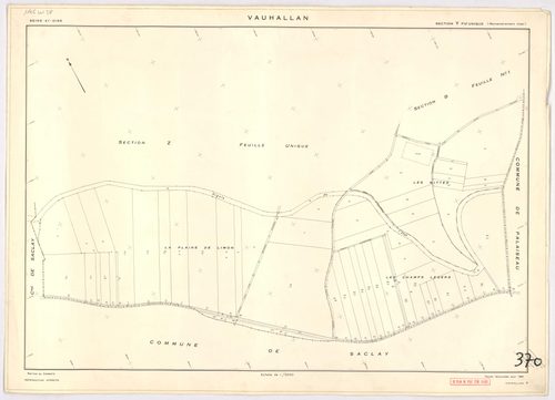 VAUHALLAN. - Plan révisé pour 1935, à jour pour 1976 (2ème, 3ème édition) : plans des sections A (feuilles 1, 3), et B (feuilles 1-2) ; plan révisé pour 1935, à jour pour 1977 : plans du tableau d'assemblage et de la section A ; plan révisé pour 1935, à j