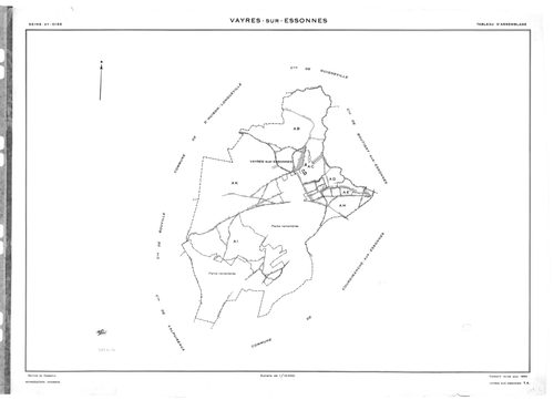 VAYRES-SUR-ESSONNE. - Cadastre révisé pour 1965 : plan du tableau d'assemblage, plans de la section AH, section AI, section AK, [4 plans]. 