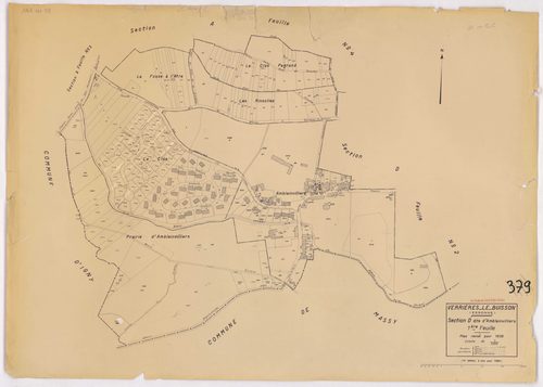 VERRIERES-LE-BUISSON. - Plan révisé pour 1936, à jour pour 1980 (3ème, 4ème édition) : plans des sections A (feuilles 1-5), B dite des Graviers (feuilles 1-3), C (feuilles 1-3) et D dite d'Amblainvilliers (feuilles 1-4). [15 plans]. 
