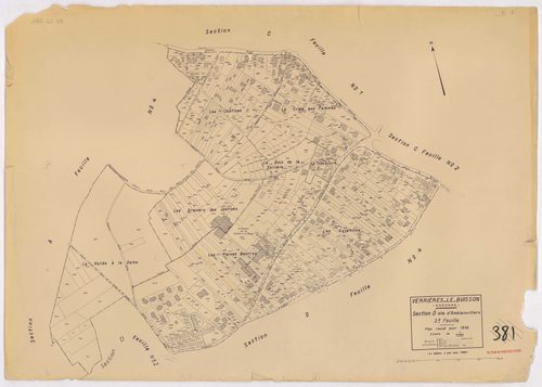 VERRIERES-LE-BUISSON. - Plan révisé pour 1936, à jour pour 1980 (3ème, 4ème édition) : plans des sections A (feuilles 1-5), B dite des Graviers (feuilles 1-3), C (feuilles 1-3) et D dite d'Amblainvilliers (feuilles 1-4). [15 plans]. 