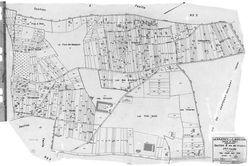 VERRIERES-LE-BUISSON. - Cadastre révisé pour 1936 : plans de la section B les Graviers 1ère feuille, idem 3ème feuille, section C le Village 1ère feuille, idem 2ème feuille, idem 3ème feuille, section D Amblainvilliers 3ème feuille, idem 4ème feuille ; ca