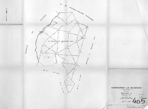 VERRIERES-LE-BUISSON. - Plan révisé pour 1936, à jour pour 1980 (3ème, 4ème édition) : plans des sections A (feuilles 1-5), B dite des Graviers (feuilles 1-3), C (feuilles 1-3) et D dite d'Amblainvilliers (feuilles 1-4). [15 plans]. 