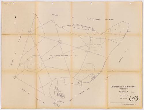 VERRIERES-LE-BUISSON. - Plan révisé pour 1936, à jour pour 1980 (3ème, 4ème édition) : plans des sections A (feuilles 1-5), B dite des Graviers (feuilles 1-3), C (feuilles 1-3) et D dite d'Amblainvilliers (feuilles 1-4). [15 plans]. 