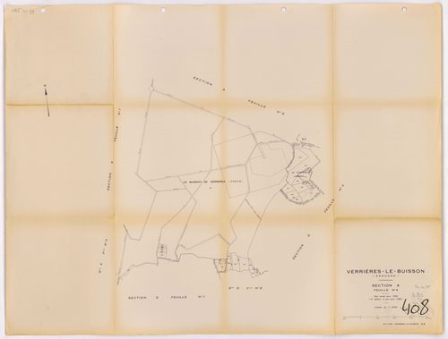 VERRIERES-LE-BUISSON. - Plan révisé pour 1936, à jour pour 1980 (3ème, 4ème édition) : plans des sections A (feuilles 1-5), B dite des Graviers (feuilles 1-3), C (feuilles 1-3) et D dite d'Amblainvilliers (feuilles 1-4). [15 plans]. 