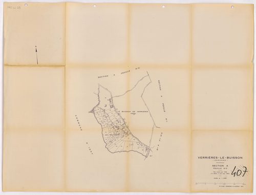 VERRIERES-LE-BUISSON. - Plan révisé pour 1936, à jour pour 1980 (3ème, 4ème édition) : plans des sections A (feuilles 1-5), B dite des Graviers (feuilles 1-3), C (feuilles 1-3) et D dite d'Amblainvilliers (feuilles 1-4). [15 plans]. 