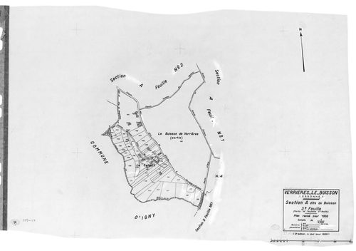 VERRIERES-LE-BUISSON. - Cadastre révisé pour 1936 : plans de la section B les Graviers 1ère feuille, idem 3ème feuille, section C le Village 1ère feuille, idem 2ème feuille, idem 3ème feuille, section D Amblainvilliers 3ème feuille, idem 4ème feuille ; ca