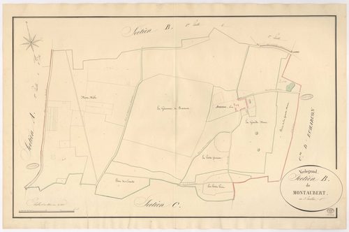 VERT-LE-GRAND. - Section B : Montaubert, 1ère feuille. 