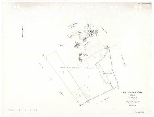 VIGNEUX-SUR-SEINE, plans minutes de conservation : tableau d'assemblage,1932, Ech. 1/10000 ; plans des sections AB, AC, AT, BA, 1958, Ech. 1/2000, sections AD, AE, AH, AI, AK, AL, AM, AN, AO, AP, AR, AS, AT, AV, Awan, 1958, Ech. 1/2000, section EU, 1958, 