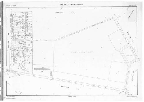 VIGNEUX-SUR-SEINE. - Cadastre révisé pour 1958 : plan du tableau d'assemblage, plans de la section AI, section AL, section AN, section AO, section AR, section AS, section AT, section AW, [9 plans]. 