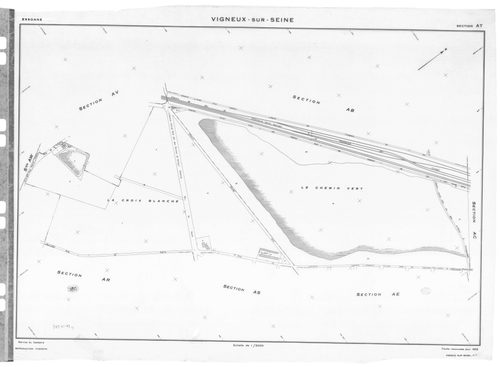 VIGNEUX-SUR-SEINE. - Cadastre révisé pour 1958 : plan du tableau d'assemblage, plans de la section AI, section AL, section AN, section AO, section AR, section AS, section AT, section AW, [9 plans]. 
