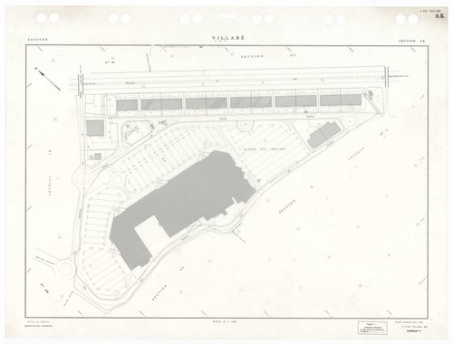 VILLABE, plans minutes de conservation : tableau d'assemblage,1937, Ech. 1/5000 ; plans des sections A2, 1937, Ech. 1/2500, sections A3, B1, B3, B4, 1937, Ech. 1/1250, sections AA, AB, AC, AD, AE, AH, AI, AK, AL, AM, AN, 1996, Ech. 1/1000. Polyester. N et