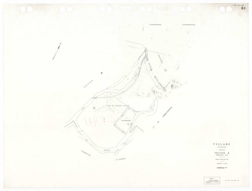VILLABE, plans minutes de conservation : tableau d'assemblage,1937, Ech. 1/5000 ; plans des sections A2, 1937, Ech. 1/2500, sections A3, B1, B3, B4, 1937, Ech. 1/1250, sections AA, AB, AC, AD, AE, AH, AI, AK, AL, AM, AN, 1996, Ech. 1/1000. Polyester. N et