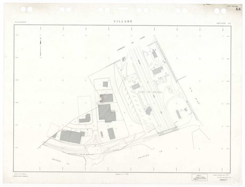 VILLABE, plans minutes de conservation : tableau d'assemblage,1937, Ech. 1/5000 ; plans des sections A2, 1937, Ech. 1/2500, sections A3, B1, B3, B4, 1937, Ech. 1/1250, sections AA, AB, AC, AD, AE, AH, AI, AK, AL, AM, AN, 1996, Ech. 1/1000. Polyester. N et