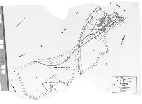 VILLABE. - Cadastre révisé pour 1937 : plan du tableau d'assemblage, plans de la section A 1ère feuille, idem 2ème feuille, idem 3ème feuille, section B le Village 1ère feuille, idem 2ème feuille, idem 3ème feuille, idem 4ème feuille, idem 5ème feuille ; 