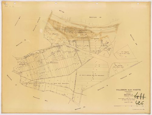 VILLEBON-SUR-YVETTE. - Cadastre révisé pour 1957 : plan du tableau d'assemblage ; plan révisé pour 1957, à jour pour 1976 (2ème, 3ème édition) : plans des sections A, B, D, E (feuilles 1-2) et D ; plan révisé pour 1957, à jour pour 1982 (3ème édition) : p