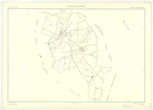 Plans minutes de conservation : VILLECONIN : tableau d'assemblage, ech. 1/10000 (1962), sections AB, AD, ech. 1/1000 (1962) ; sections AC, ZA, ZB, ZC, ZD, ZE, ZH, ZI, ZK, ZL, ZM, ZN, ZO, ech. 1/2000 (1962) ; remembrement rural sections ZA, ZB, ZC, ZD, ZE,