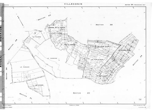 VILLECONIN. - Cadastre renouvelé pour 1962 : plan de la section ZN, [1 plan]. 