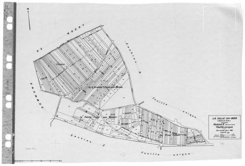 VILLE-DU-BOIS (LA). - Cadastre révisé pour 1937 : plans de la section A la Croix Saint Jacques, section B les Grands Chemins, section C le Village, section D les Graviers, section E le Gros Chêne, section F le Bois de Monsieur, section G Lunezi, section H