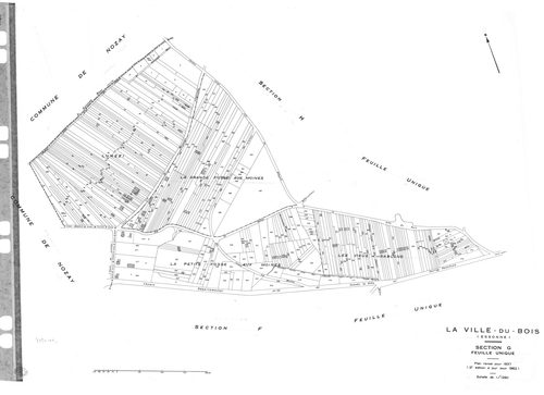 VILLE-DU-BOIS (LA). - Cadastre révisé pour 1937 : plans de la section A la Croix Saint Jacques, section B les Grands Chemins, section C le Village, section D les Graviers, section E le Gros Chêne, section F le Bois de Monsieur, section G Lunezi, section H
