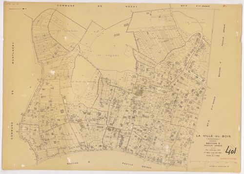 VILLE-DU-BOIS (LA). - Plan révisé pour 1937 : plan du tableau d'assemblage ; plan révisé pour 1937, à jour pour 1977 (3ème édition) : plan de la section A ; plan révisé pour 1937, à jour pour 1982 (3ème, 4ème édition) : plans des sections B, C, D, E, F, G
