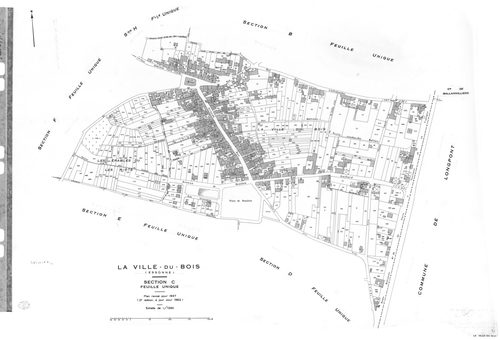 VILLE-DU-BOIS (LA). - Cadastre révisé pour 1937 : plans de la section A la Croix Saint Jacques, section B les Grands Chemins, section C le Village, section D les Graviers, section E le Gros Chêne, section F le Bois de Monsieur, section G Lunezi, section H