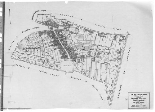 VILLE-DU-BOIS (LA). - Cadastre révisé pour 1937 : plans de la section A la Croix Saint Jacques, section B les Grands Chemins, section C le Village, section D les Graviers, section E le Gros Chêne, section F le Bois de Monsieur, section G Lunezi, section H
