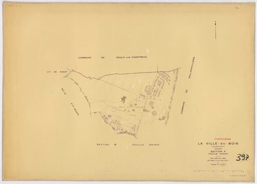 VILLE-DU-BOIS (LA). - Plan révisé pour 1937 : plan du tableau d'assemblage ; plan révisé pour 1937, à jour pour 1977 (3ème édition) : plan de la section A ; plan révisé pour 1937, à jour pour 1982 (3ème, 4ème édition) : plans des sections B, C, D, E, F, G