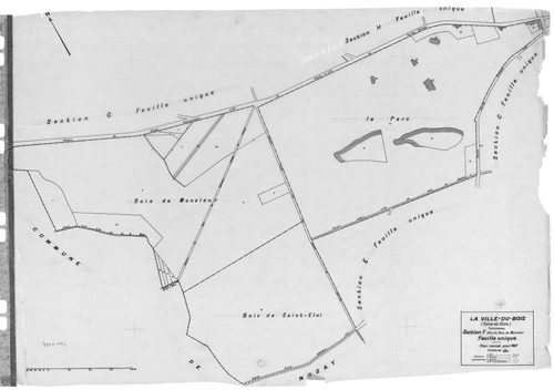 VILLE-DU-BOIS (LA). - Cadastre révisé pour 1937 : plans de la section A la Croix Saint Jacques, section B les Grands Chemins, section C le Village, section D les Graviers, section E le Gros Chêne, section F le Bois de Monsieur, section G Lunezi, section H