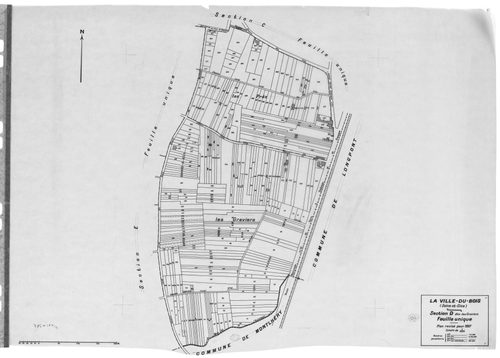VILLE-DU-BOIS (LA). - Cadastre révisé pour 1937 : plans de la section A la Croix Saint Jacques, section B les Grands Chemins, section C le Village, section D les Graviers, section E le Gros Chêne, section F le Bois de Monsieur, section G Lunezi, section H