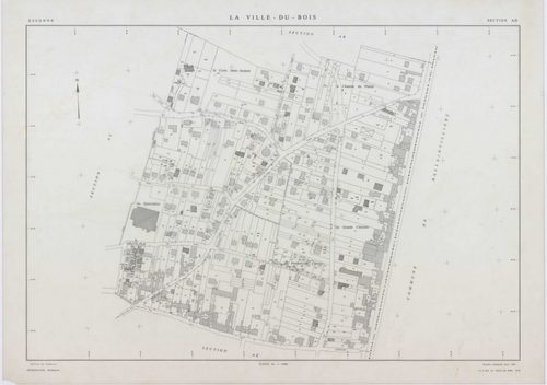 VILLE-DU-BOIS (LA), plans minutes de conservation : tableau d'assemblage,1987, Ech. 1/10000 ; plans des sections F1, H1, 1937, Ech. 1/1250, section AB, 1991, Ech. 1/2000, AC, AD, AE, AH, AI, AK, AL, AM, AN, AO, 1991, Ech. 1/1000, section E3, 1991, Ech. 1/