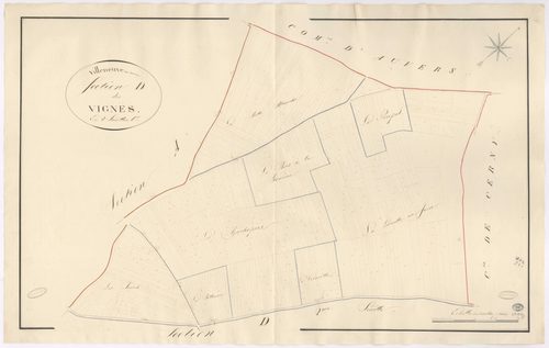 VILLENEUVE-SUR-AUVERS. - Section D : Vignes (les), 1ère feuille. 